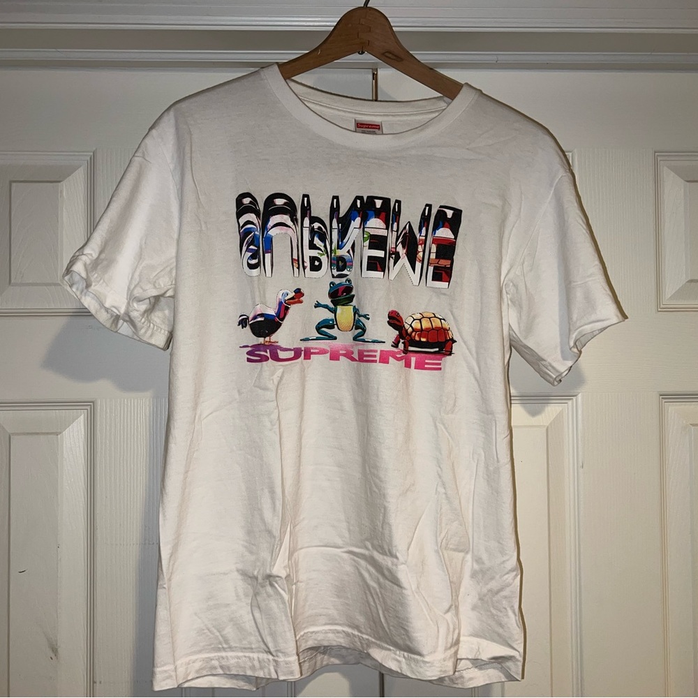 Supreme White T-shirt Frog Turtle Bird Medium